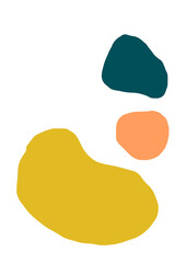 Hand art of free form painting of green, orange and yellow.