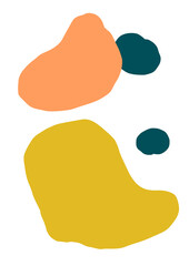 Hand art of free form painting of green, orange and yellow.