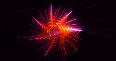 3D rendering abstract multicolor fractal light background