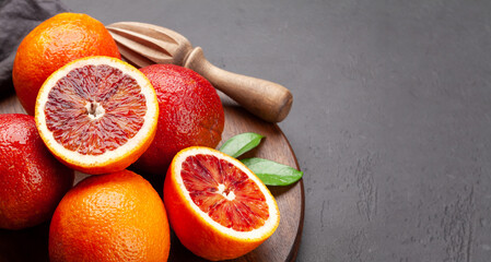 Fresh citrus fruits. Bood oranges