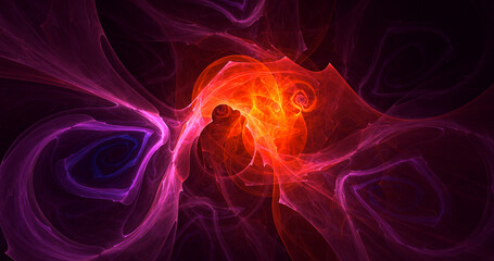 3D rendering abstract multicolor fractal light background