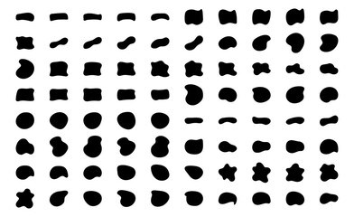Blob shapes vector set. Organic abstract splodge elemets monochrome collection. Inkblot simple silhouette