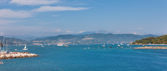 Sunny day in the bay of Porto Venere . Liguria, Italy