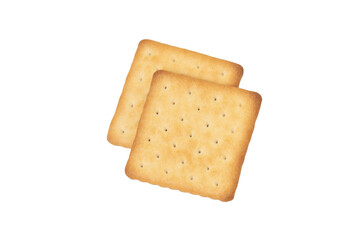 Cracker cookies on a white background. Two crackers on white background
