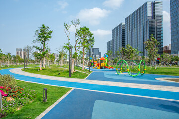 Children's playground in Green Axis Park, Nansha District, Guangzhou, China