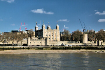 The Tower of London across the river Thames