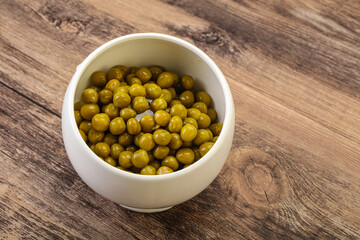 Marinated green pea in the bowl