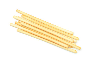 Tasty grissini breadsticks isolated on white background