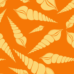 Trendy flat silhouette sea shells seamless pattern for fabric, textile, apparel, cloth, interior, stationery, package. Modern handmade aquatic endless texture. Tropical ocean shells editable design.