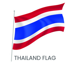 National flag of Thailand isolated on white background. Realistic flag vector. Eps 10 vector illustration.