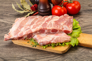 Raw pork ribs for cooking
