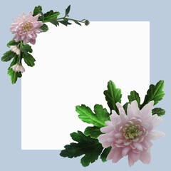 Frame with pink flowers with space for text.