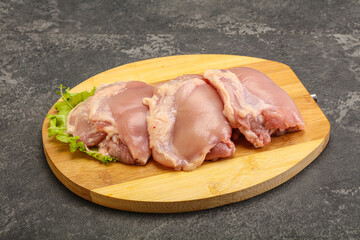 Raw chicken boneless and skinless leg