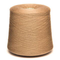 Colored yarn threads brown isolated