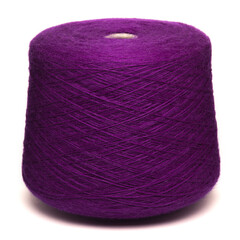 Colored yarn threads purple isolated