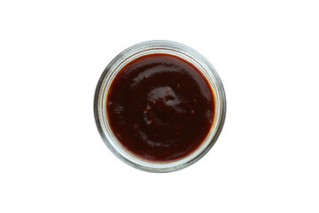 Bowl of barbecue sauce isolated on white background