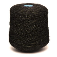 Colored yarn threads black isolated