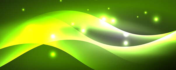 Shiny glowing neon wave, light lines abstract background. Magic energy and motion concept. Vector wallpaper template