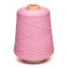 Colored yarn threads pink isolated