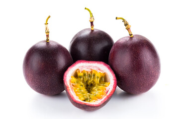 Fresh passion fruits isolated on white background