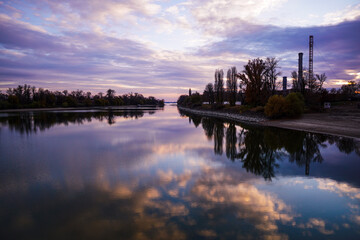 sunset over the river