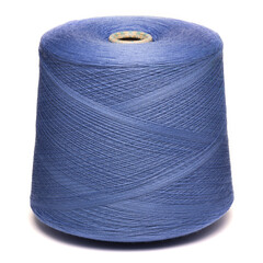 Colored yarn threads blue isolated
