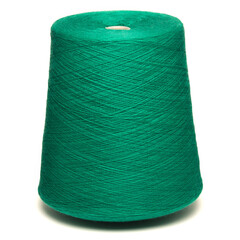 Colored yarn threads green isolated