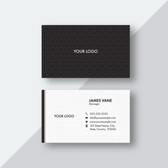 Business Or Visiting Card With Geometric Pattern In Black And White Color.