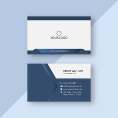 Blue And White Business Card Template Layout For Corporate Company.