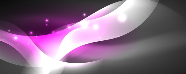 Shiny glowing neon wave, light lines abstract background. Magic energy and motion concept. Vector wallpaper template