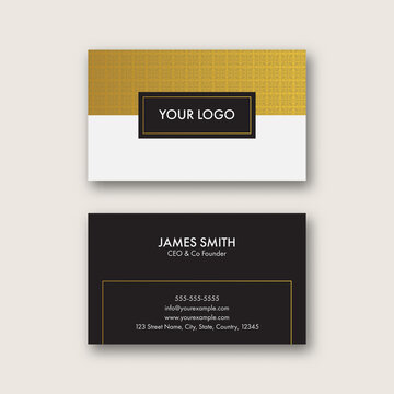Front And Back View Of Business Or Visiting Card For Advertising.
