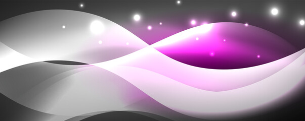 Shiny glowing neon wave, light lines abstract background. Magic energy and motion concept. Vector wallpaper template
