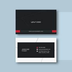 Black And White Business Card Template Layout With Double-Sides.