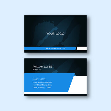 Abstract Horizontal Business Card Template In Front And Back View.