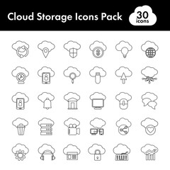 Linear Style Cloud Storage Icon Set.