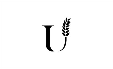 wheat logo letter U vector illustration