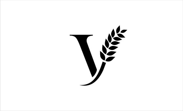 wheat logo letter V vector illustration