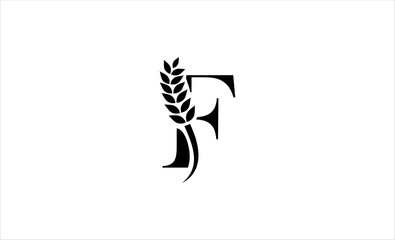 wheat logo letter f vector illustration