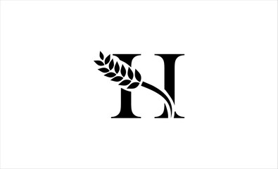 wheat logo letter h vector illustration