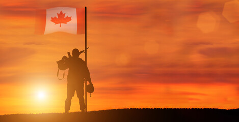 Greeting card for Poppy Day , Remembrance Day . Canada celebration. Concept - patriotism, honor .