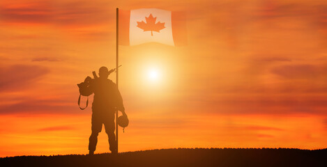 Fototapeta na wymiar Greeting card for Poppy Day , Remembrance Day . Canada celebration. Concept - patriotism, honor .