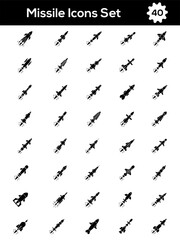 Illustration of Glyph Missile or Rocket Icon Set in Flat Style.
