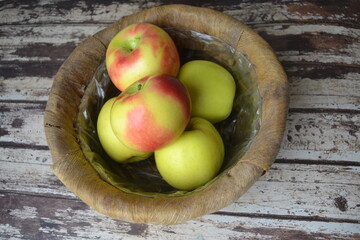 Apples basket flatlay