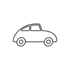 Car icon. Cute cartoon style automobile vector image. Comic transport logo. Funny vintage auto vehicle symbol sign. Black silhouette isolated on white background.