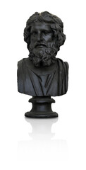 Obraz premium Bronze bust of the ancient scientist (playwright) isolated on white background. Design element with clipping path