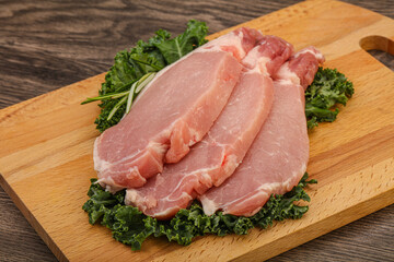 Raw pork steak for cooking