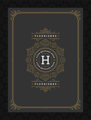 Vintage ornament greeting card calligraphic ornate swirls and vignettes frame design vector template