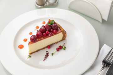 Desserts on a white plate and a white background
