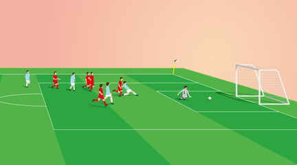 Soccer Goal scene. Vector