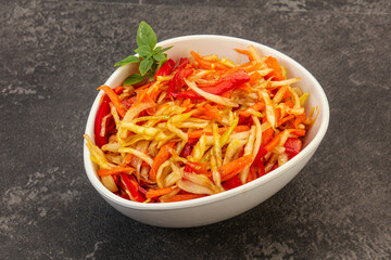 Cabbage salad with carrot and pepper